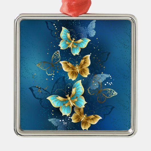 Goldene Schmetterlinge Ornament Aus Metall (Vorne)