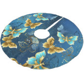 Goldene Schmetterlinge Polyester Weihnachtsbaumdecke (Schrägansicht)