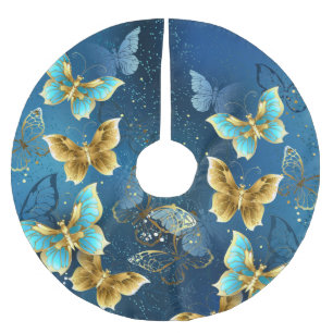 Goldene Schmetterlinge Polyester Weihnachtsbaumdecke