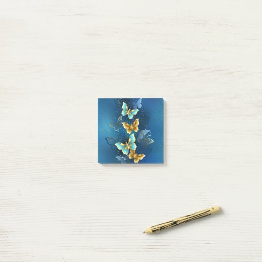 Goldene Schmetterlinge Post-it Klebezettel (Auf Schreibtisch)