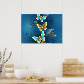 Goldene Schmetterlinge Poster (Küche)