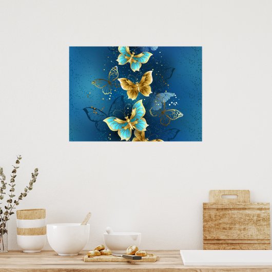 Goldene Schmetterlinge Poster (Küche)