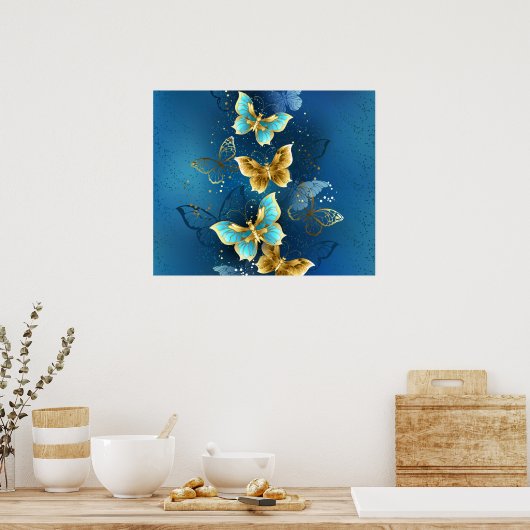 Goldene Schmetterlinge Poster (Küche)