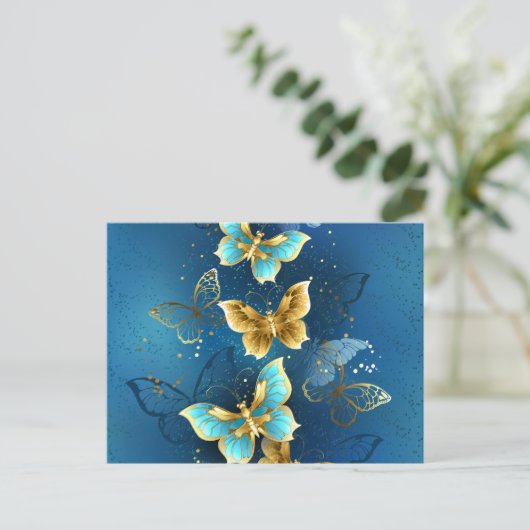 Goldene Schmetterlinge Postkarte (Stehend Vorderseite)