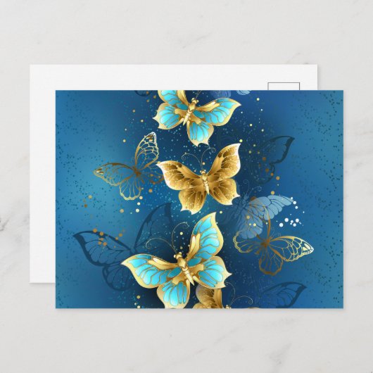 Goldene Schmetterlinge Postkarte (Vorne/Hinten)