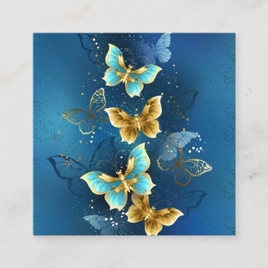 Goldene Schmetterlinge Quadratische Visitenkarte (Vorderseite)