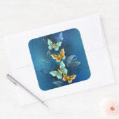 Goldene Schmetterlinge Quadratischer Aufkleber (Umschlag)