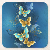 Goldene Schmetterlinge Rechteckiger Pappuntersetzer (Vorderseite)