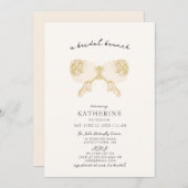 Goldene Schmetterlinge Rosa Modernes Brautparty Einladung (Vorne/Hinten)