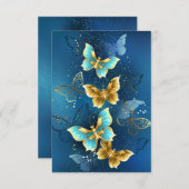 Goldene Schmetterlinge RSVP Karte (Vorne/Hinten)