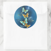 Goldene Schmetterlinge Runder Aufkleber (Tasche)