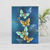 Goldene Schmetterlinge Save The Date (Stehend Vorderseite)