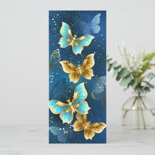 Goldene Schmetterlinge Save The Date (Stehend Vorderseite)