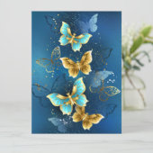 Goldene Schmetterlinge Save The Date (Stehend Vorderseite)