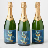 Goldene Schmetterlinge Schaumweinetikett (Flaschen)