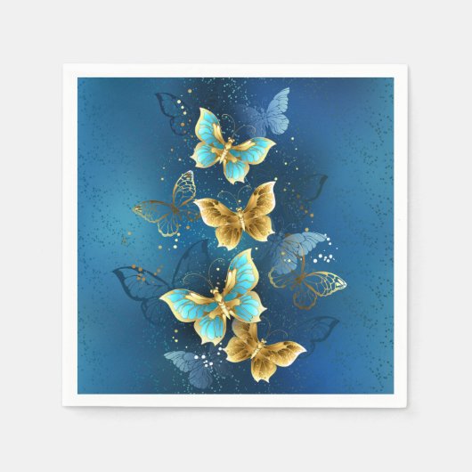 Goldene Schmetterlinge Serviette (Vorderseite)