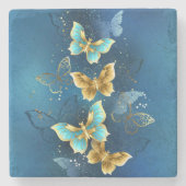 Goldene Schmetterlinge Steinuntersetzer (Vorderseite)