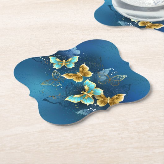 Goldene Schmetterlinge Untersetzer (angewinkelt)