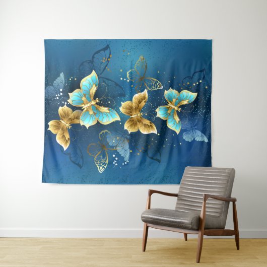 Goldene Schmetterlinge Wandteppich (Beispiel (Horizontal))