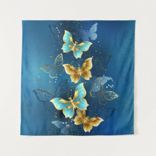Goldene Schmetterlinge Wandteppich