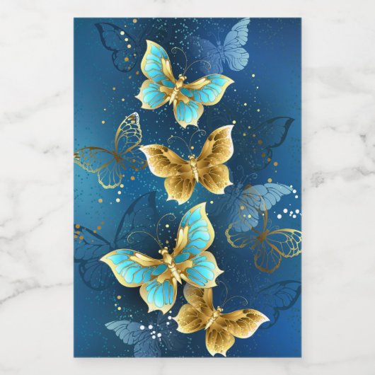 Goldene Schmetterlinge Weinetikett (Einzelnes Label)