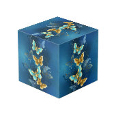Goldene Schmetterlinge Würfel (Rückseite Schrägansicht)