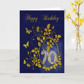 Goldene Schmetterlinge zum 70. Geburtstag Karte (Gelbe Blume)