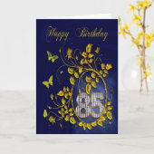 Goldene Schmetterlinge zum 85. Geburtstag Karte (Gelbe Blume)