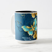 Goldene Schmetterlinge Zweifarbige Tasse (Vorderseite Links)