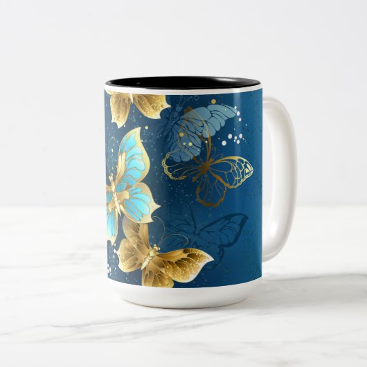 Goldene Schmetterlinge Zweifarbige Tasse (VorderseiteRechts)