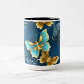 Goldene Schmetterlinge Zweifarbige Tasse (Mittel)