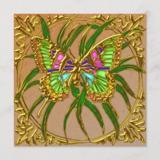 Goldene Schmetterlings-Geburtstags-Party Einladung