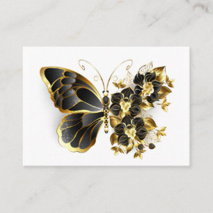 Goldene Schmetterlingsblume mit schwarzer Orchidee Visitenkarte