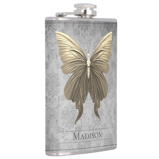 Goldene Schmetterlingsflasche Flachmann (Rechts)