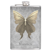 Goldene Schmetterlingsflasche Flachmann (Vorderseite)