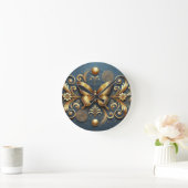 Goldene Schmetterlingsgestaltung Runde Wanduhr (Zuhause)