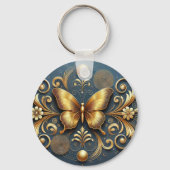 Goldene Schmetterlingsgestaltung Schlüsselanhänger (Rückseite)