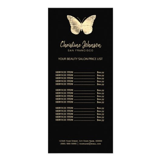 Goldene Schmetterlingskarte Werbekarte (Vorne)