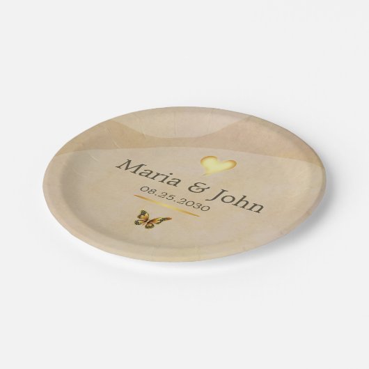 Goldene Schmetterlingspapiere - Teller (Schrägansicht)