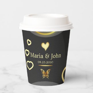 Goldene Schmetterlingspapiere - Teller Pappbecher