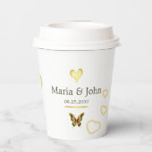 Goldene Schmetterlingspapiere - Teller Pappbecher (Rückseite)