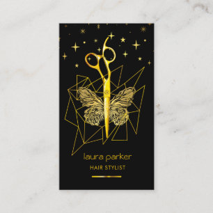 Goldene Schmetterlingsschere Friseur Salon Visitenkarte