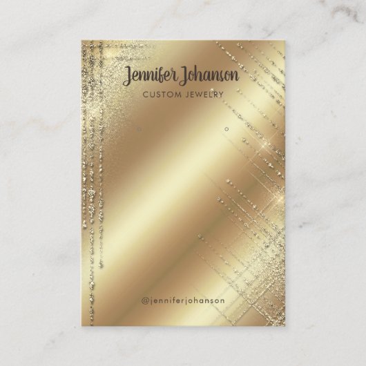 Goldene Schmuckhalter Glitzer Ohrringe Moderne Visitenkarte (Vorderseite)