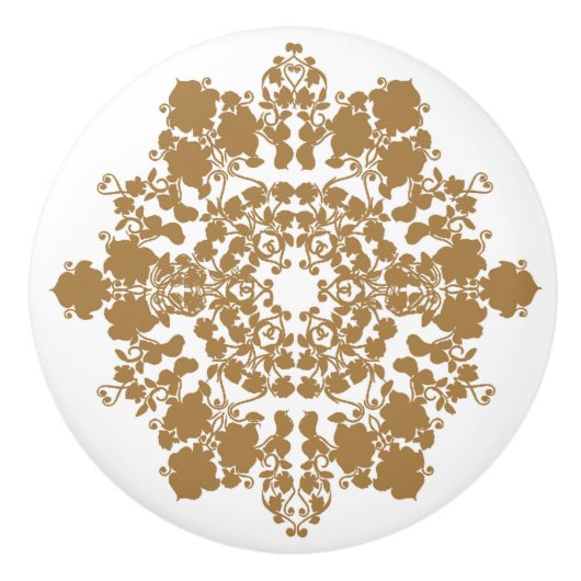 Goldene Schnee-Blume Keramikknauf (Vorderseite)