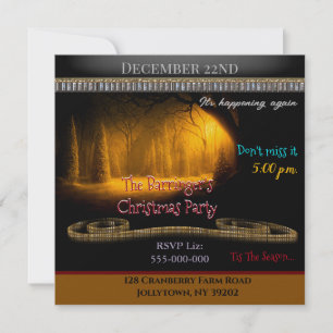Goldene Schneeeinladung zum Weihnachtsfest Einladung