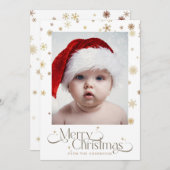 Goldene Schneeflocke auf dem Weihnachtsweihnachtsf Feiertagskarte (Vorne/Hinten)