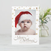 Goldene Schneeflocke auf dem Weihnachtsweihnachtsf Feiertagskarte (Stehend Vorderseite)