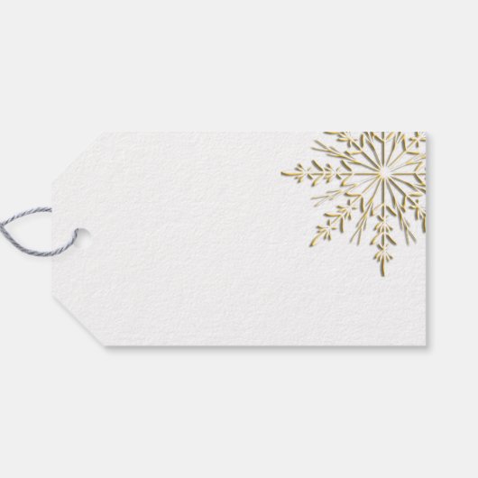 Goldene Schneeflocke auf den White Winter Wedding Geschenkanhänger (Rückseite Horizontal)