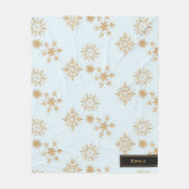 Goldene Schneeflocke auf Frosty Blue Christmas Pat Fleecedecke (Vorderseite)