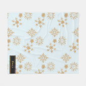 Goldene Schneeflocke auf Frosty Blue Christmas Pat Fleecedecke (Vorderseite (Horizontal))